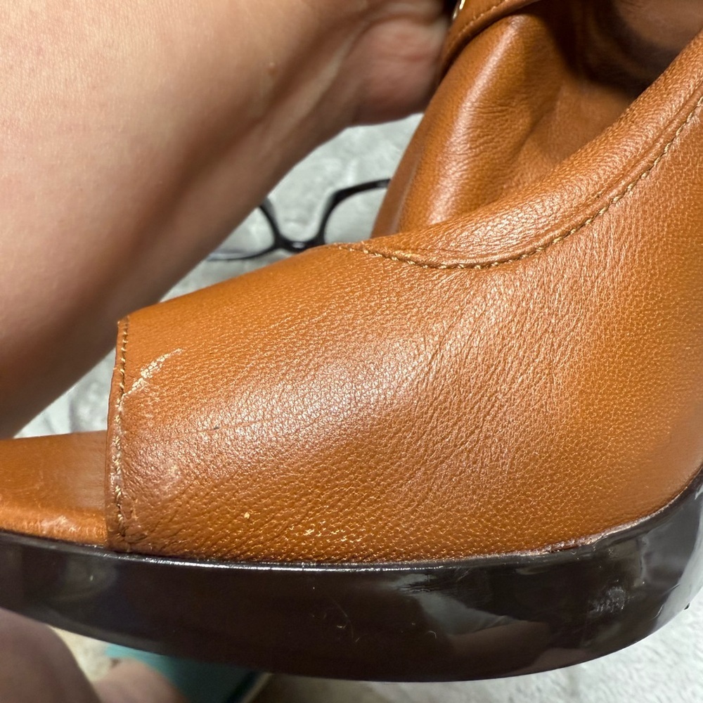 Michael Kors Tan Peep Toe Ankle Booties - Picture 4 of 16